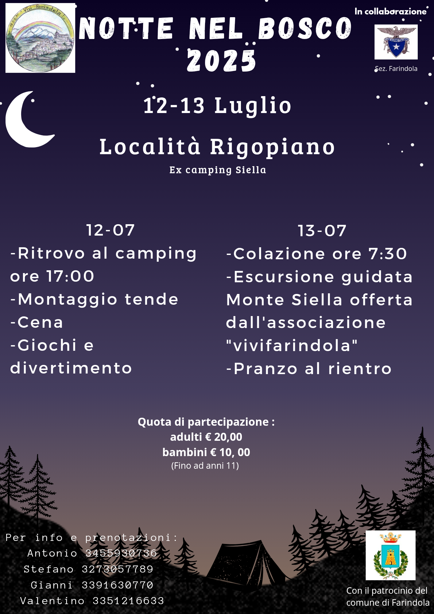 Notte nel bosco a Farindola